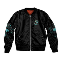 Fresh Out Of F Skull Rose Sleeve Zip Bomber Jacket - Wonder Print Shop