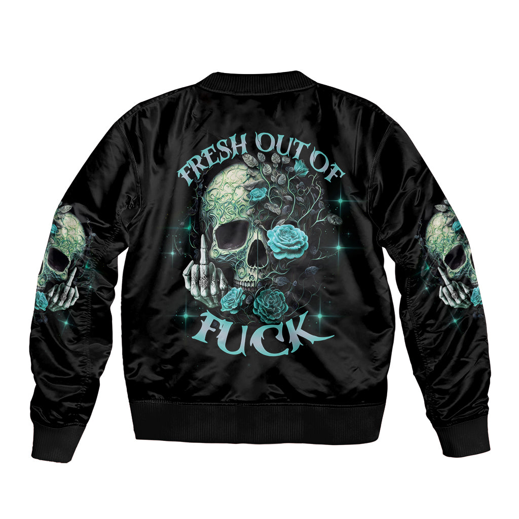 Fresh Out Of F Skull Rose Sleeve Zip Bomber Jacket - Wonder Print Shop