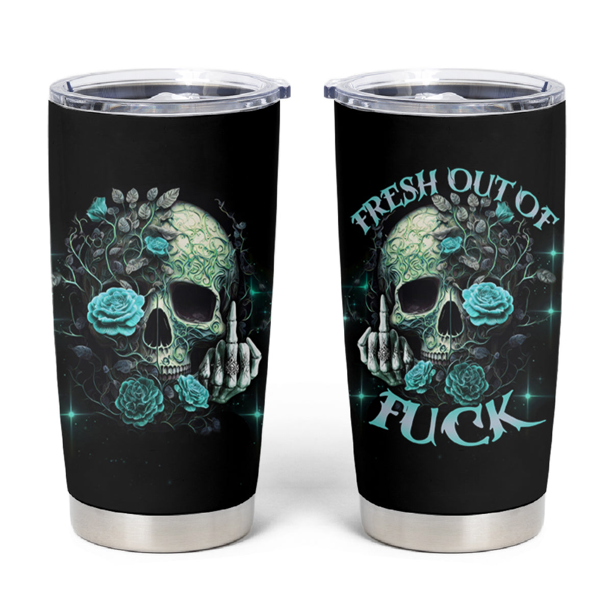 Fresh Out Of F Skull Rose Tumbler Cup - Wonder Print Shop
