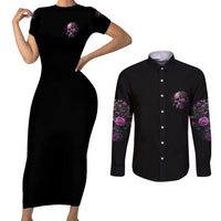 I Am The Storm Rose Couples Matching Short Sleeve Bodycon Dress and Long Sleeve Button Shirt - Wonder Print Shop