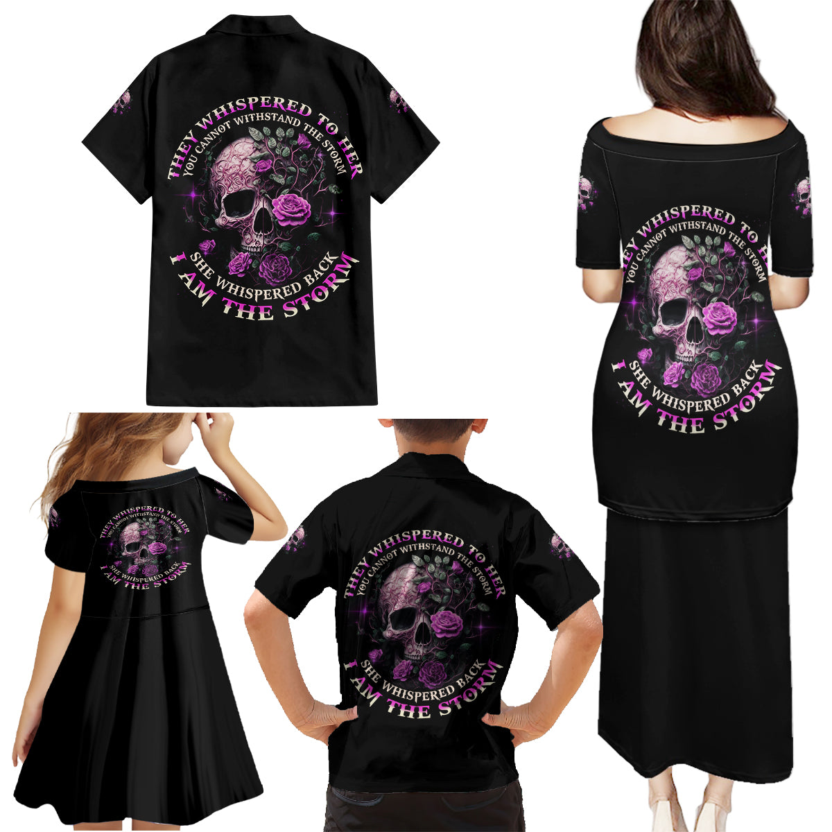 I Am The Storm Rose Family Matching Puletasi Dress and Hawaiian Shirt - Wonder Print Shop