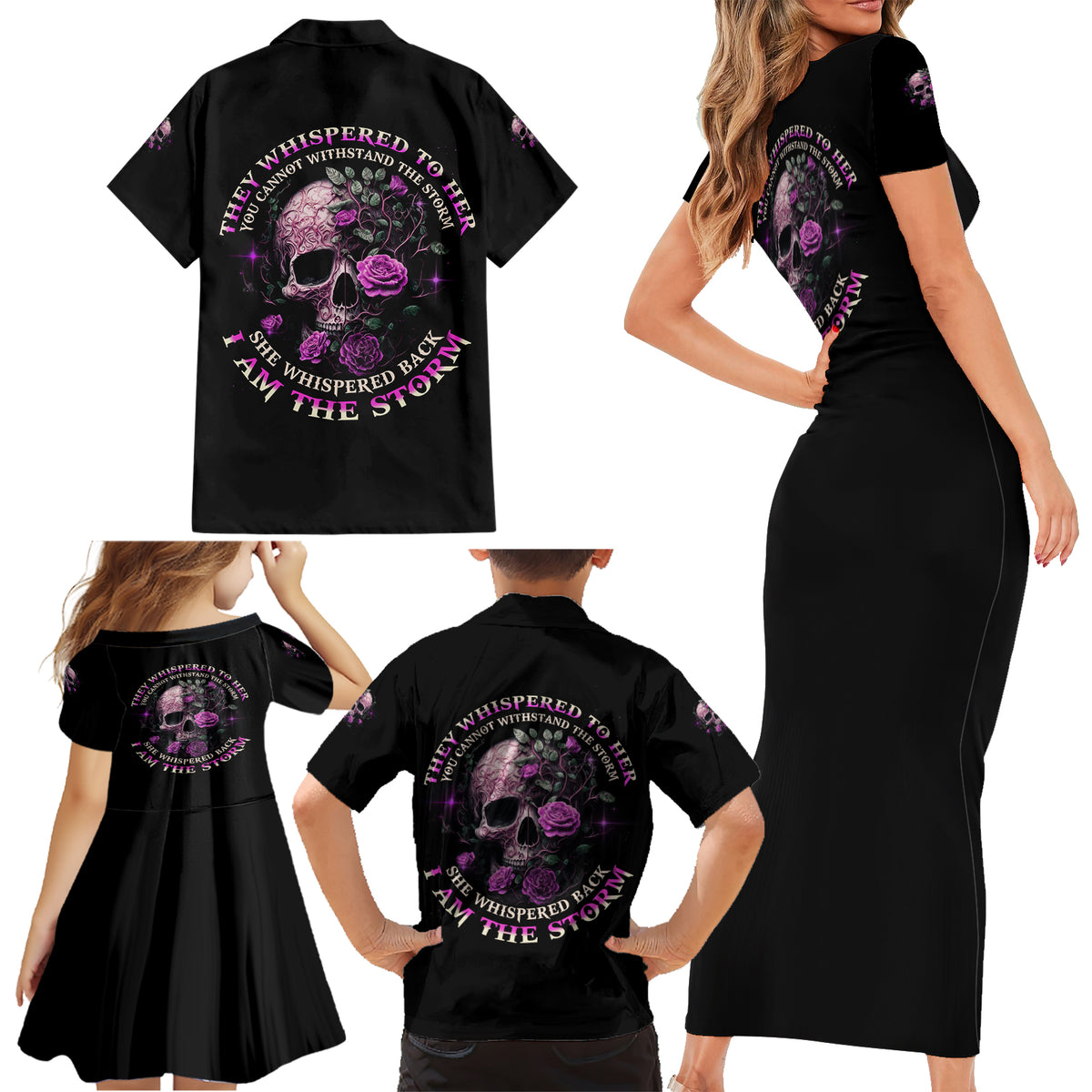 I Am The Storm Rose Family Matching Short Sleeve Bodycon Dress and Hawaiian Shirt - Wonder Print Shop