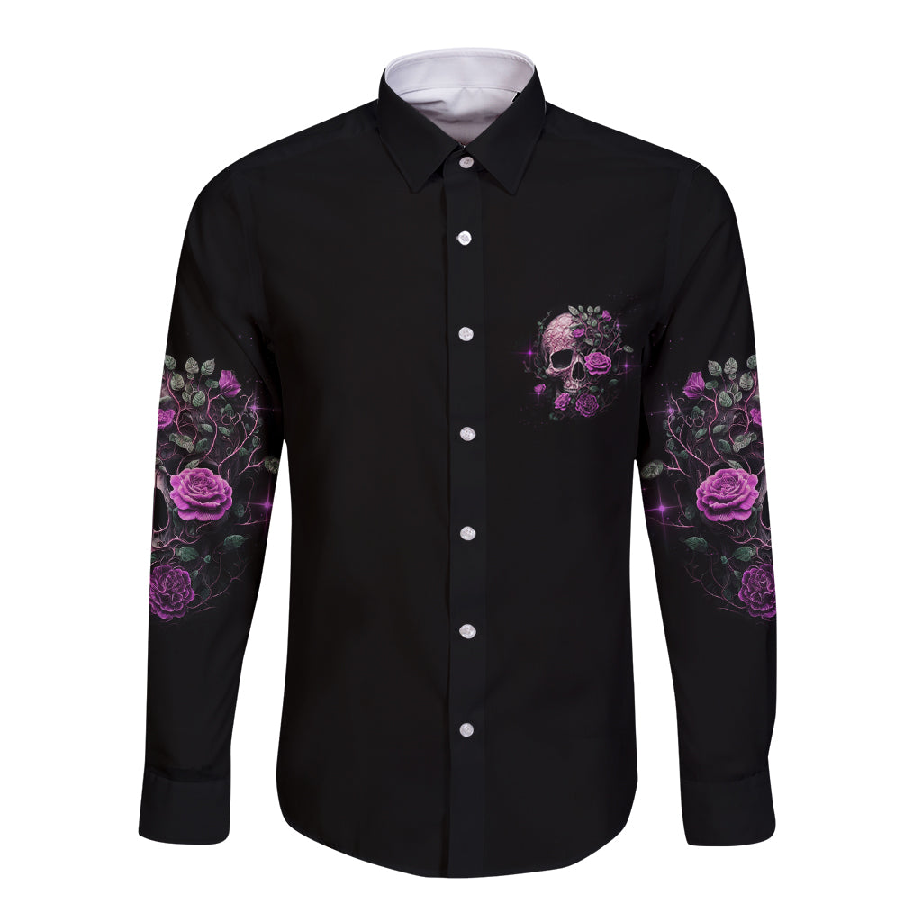 I Am The Storm Rose Long Sleeve Button Shirt - Wonder Print Shop