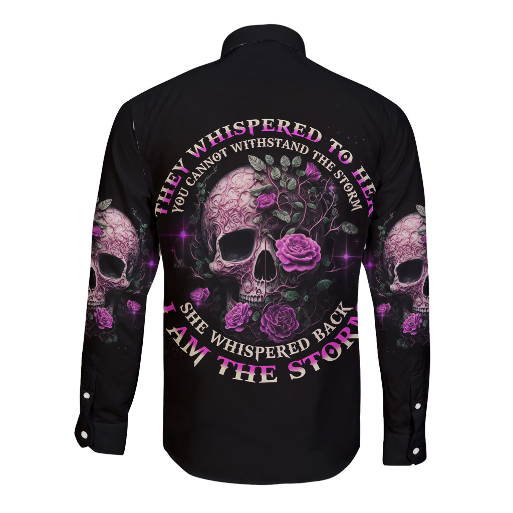I Am The Storm Rose Long Sleeve Button Shirt - Wonder Print Shop