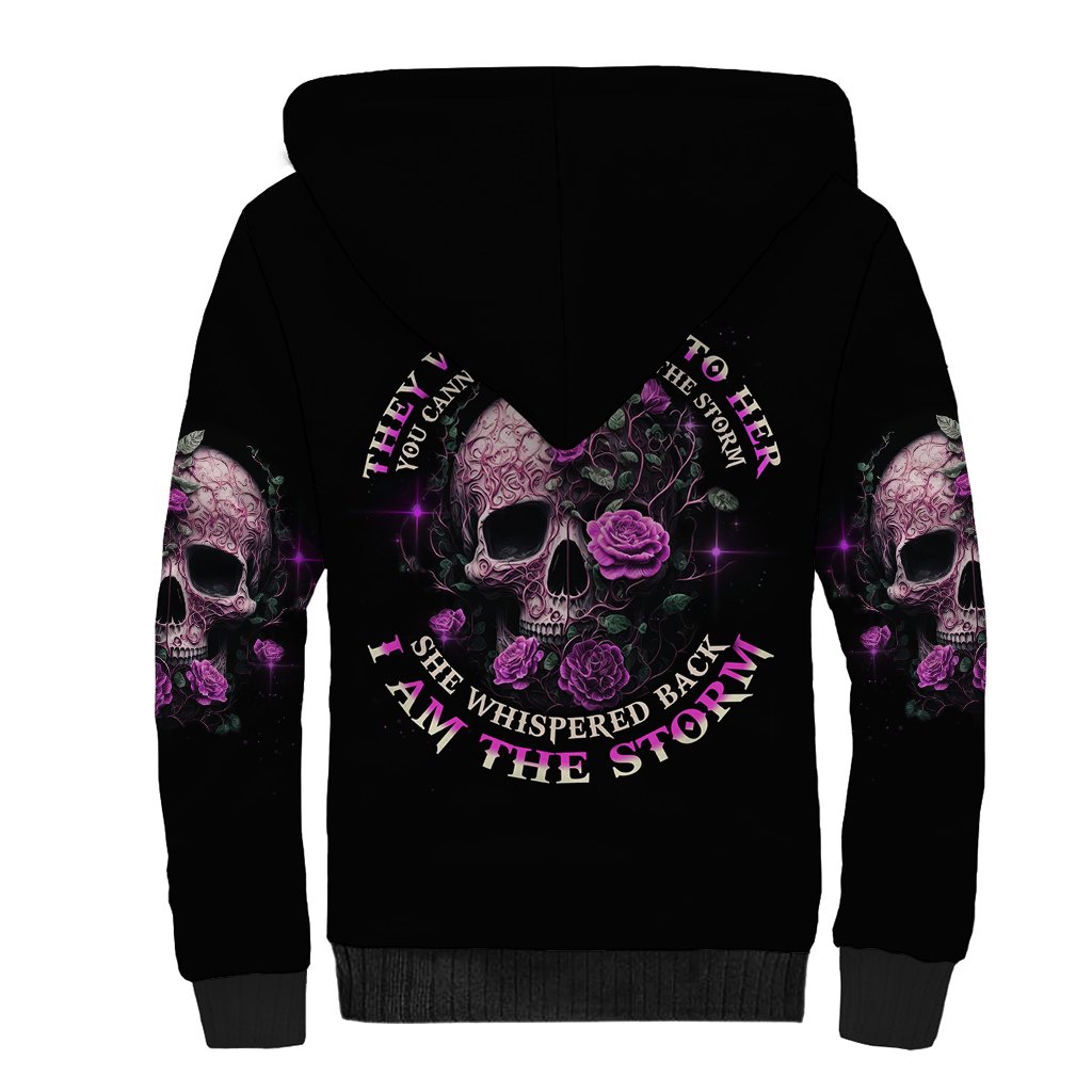 I Am The Storm Rose Sherpa Hoodie - Wonder Print Shop