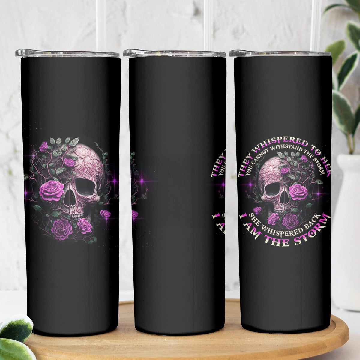 I Am The Storm Rose Skinny Tumbler - Wonder Print Shop