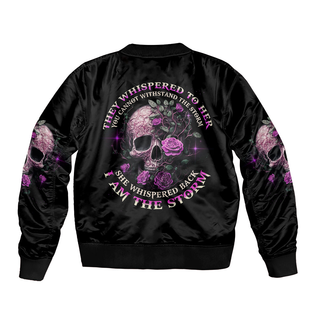 I Am The Storm Rose Sleeve Zip Bomber Jacket - Wonder Print Shop