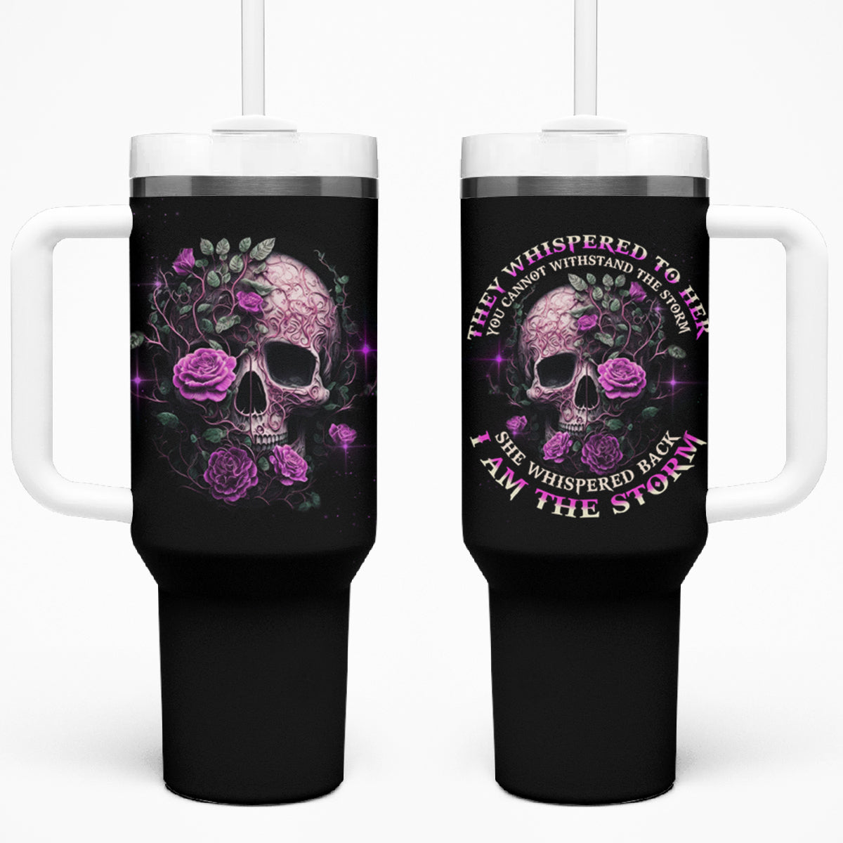 I Am The Storm Rose Tumbler With Handle - Wonder Print Shop