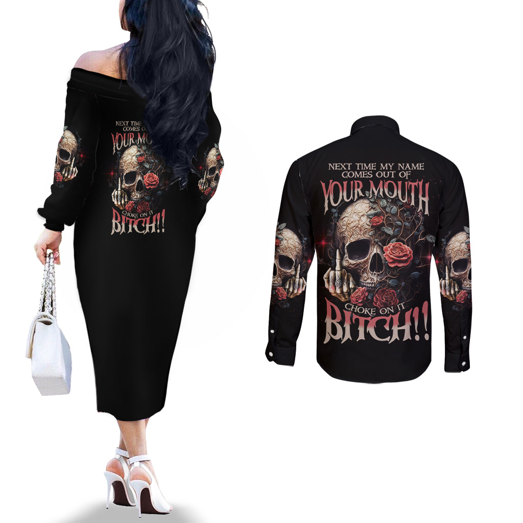 next-time-my-name-comes-out-rose-couples-matching-off-the-shoulder-long-sleeve-dress-and-long-sleeve-button-shirt