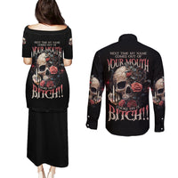 Next Time My Name Comes Out Rose Couples Matching Puletasi Dress and Long Sleeve Button Shirt - Wonder Print Shop