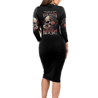 Next Time My Name Comes Out Rose Long Sleeve Bodycon Dress - Wonder Print Shop