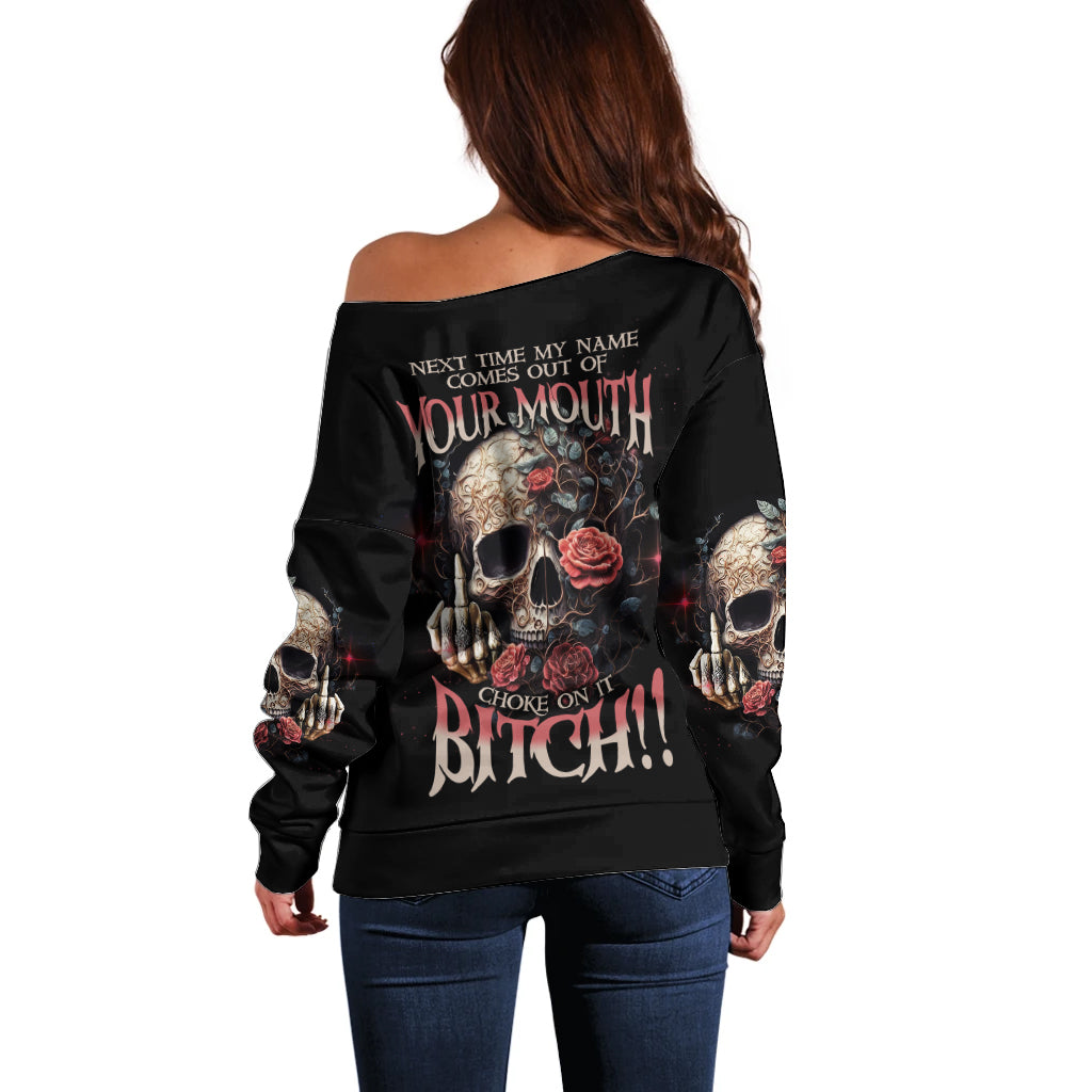 Next Time My Name Comes Out Rose Off Shoulder Sweater - Wonder Print Shop