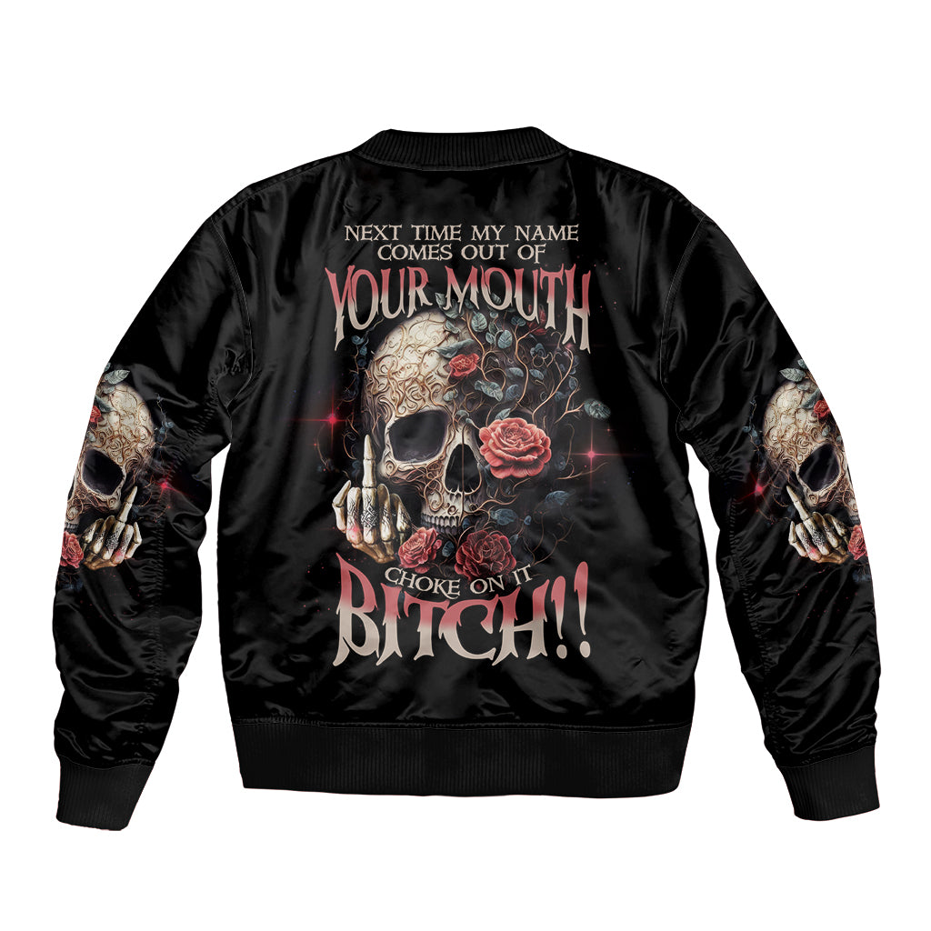 Next Time My Name Comes Out Rose Sleeve Zip Bomber Jacket - Wonder Print Shop