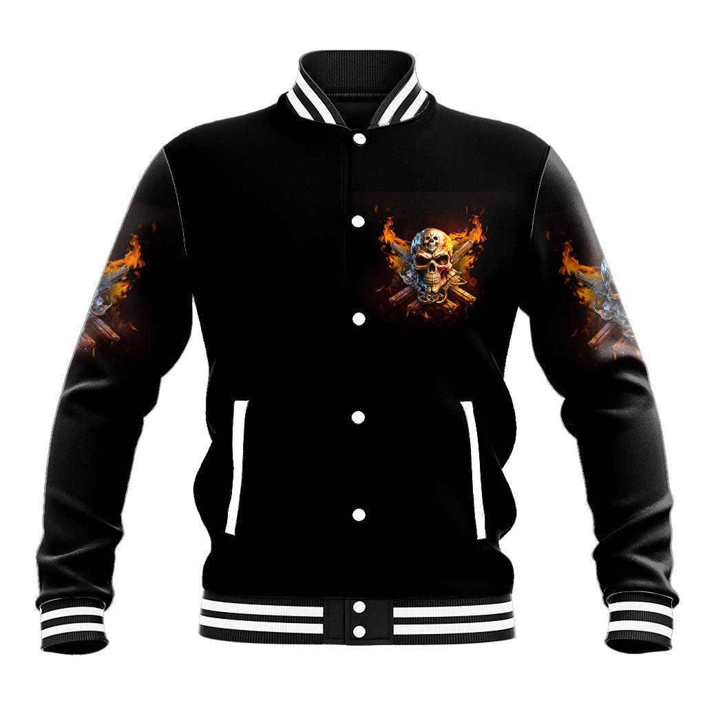 Your First Mistake Fire Skull Baseball Jacket - Wonder Print Shop