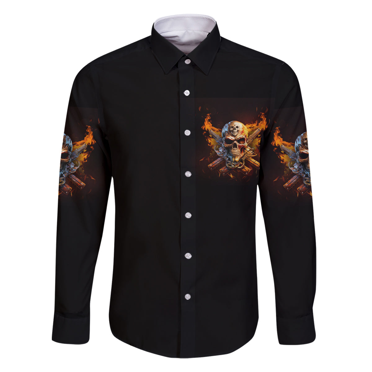 Your First Mistake Fire Skull Family Matching Long Sleeve Bodycon Dress and Hawaiian Shirt - Wonder Print Shop