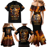 Your First Mistake Fire Skull Family Matching Mermaid Dress and Hawaiian Shirt - Wonder Print Shop