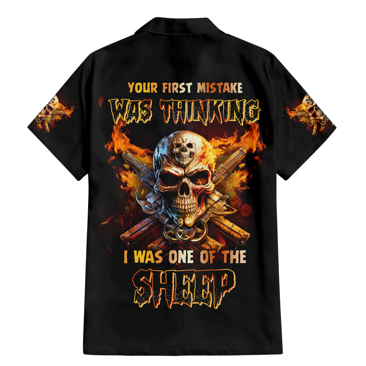 Your First Mistake Fire Skull Family Matching Mermaid Dress and Hawaiian Shirt - Wonder Print Shop