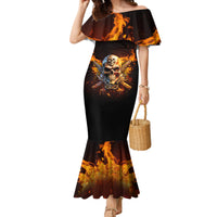 Your First Mistake Fire Skull Family Matching Mermaid Dress and Hawaiian Shirt - Wonder Print Shop