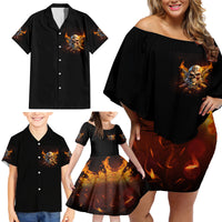 Your First Mistake Fire Skull Family Matching Off Shoulder Short Dress and Hawaiian Shirt - Wonder Print Shop