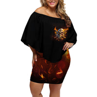 Your First Mistake Fire Skull Family Matching Off Shoulder Short Dress and Hawaiian Shirt - Wonder Print Shop