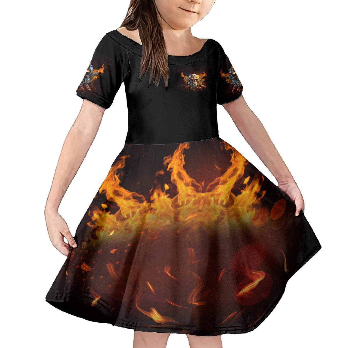 Your First Mistake Fire Skull Family Matching Puletasi Dress and Hawaiian Shirt - Wonder Print Shop