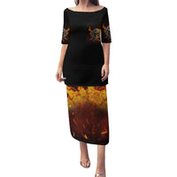 Your First Mistake Fire Skull Family Matching Puletasi Dress and Hawaiian Shirt - Wonder Print Shop