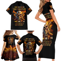 Your First Mistake Fire Skull Family Matching Short Sleeve Bodycon Dress and Hawaiian Shirt - Wonder Print Shop