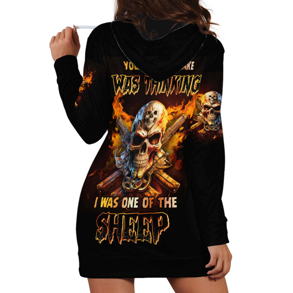 Your First Mistake Fire Skull Hoodie Dress - Wonder Print Shop