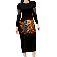 Your First Mistake Fire Skull Long Sleeve Bodycon Dress - Wonder Print Shop
