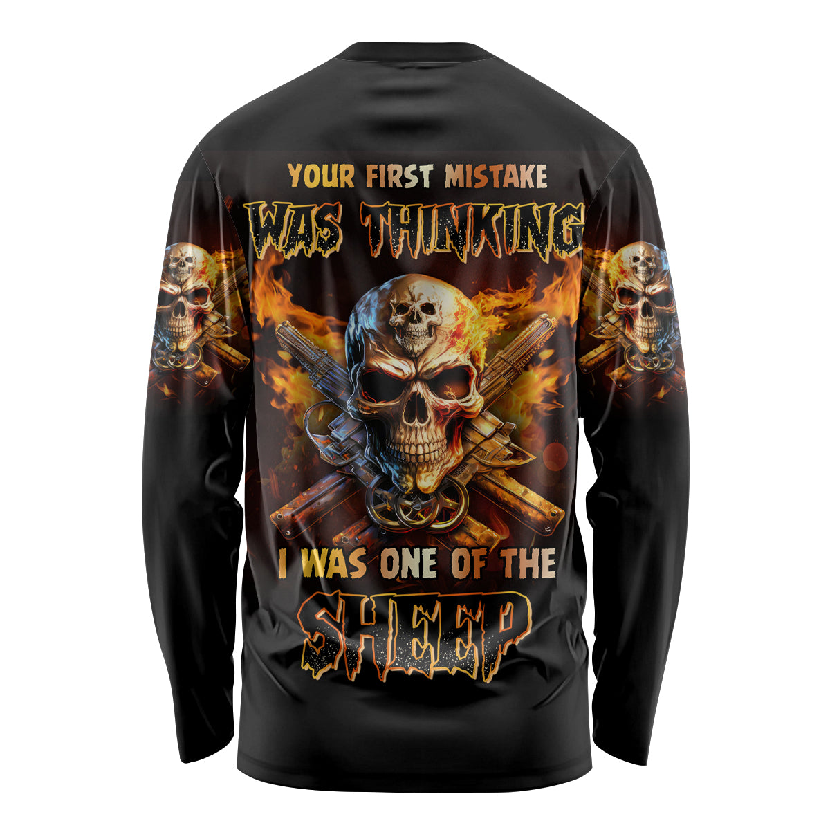 Your First Mistake Fire Skull Long Sleeve Shirt - Wonder Print Shop