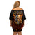 Your First Mistake Fire Skull Off Shoulder Short Dress - Wonder Print Shop