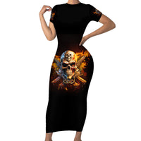 Your First Mistake Fire Skull Short Sleeve Bodycon Dress - Wonder Print Shop