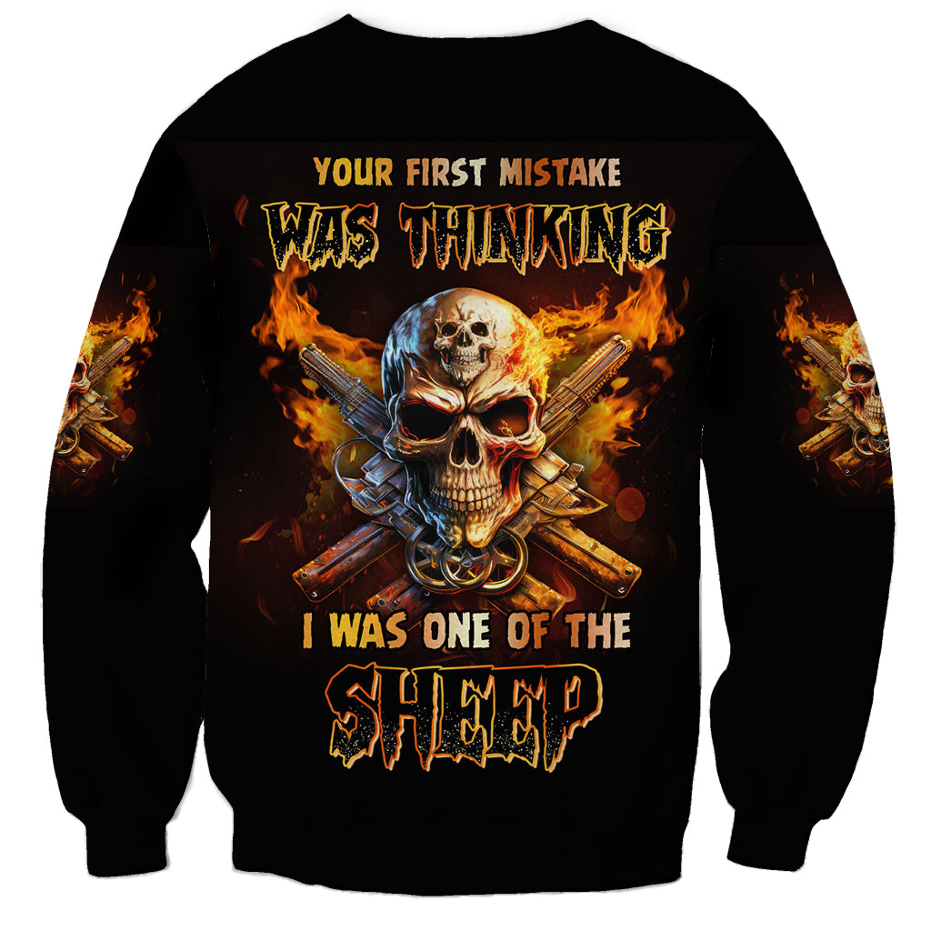Your First Mistake Fire Skull Sweatshirt - Wonder Print Shop