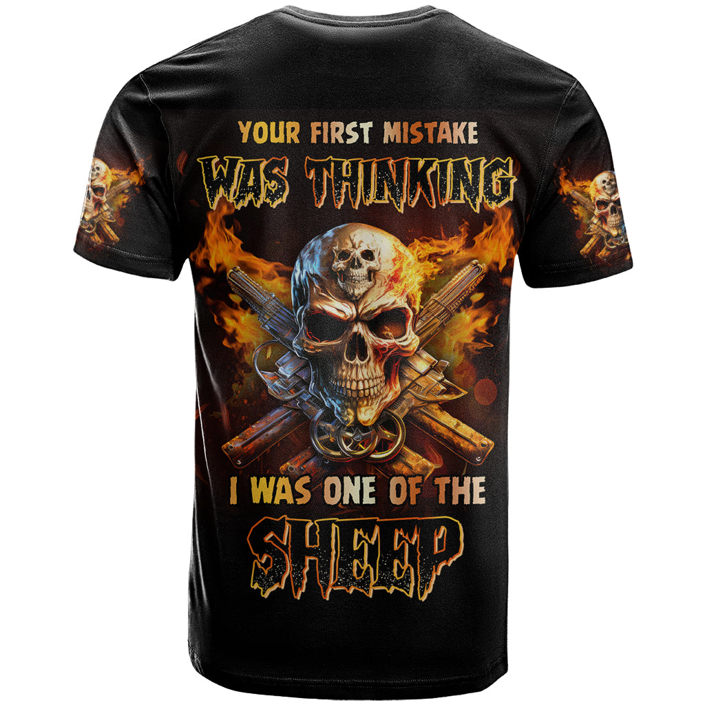 Your First Mistake Fire Skull T Shirt - Wonder Print Shop