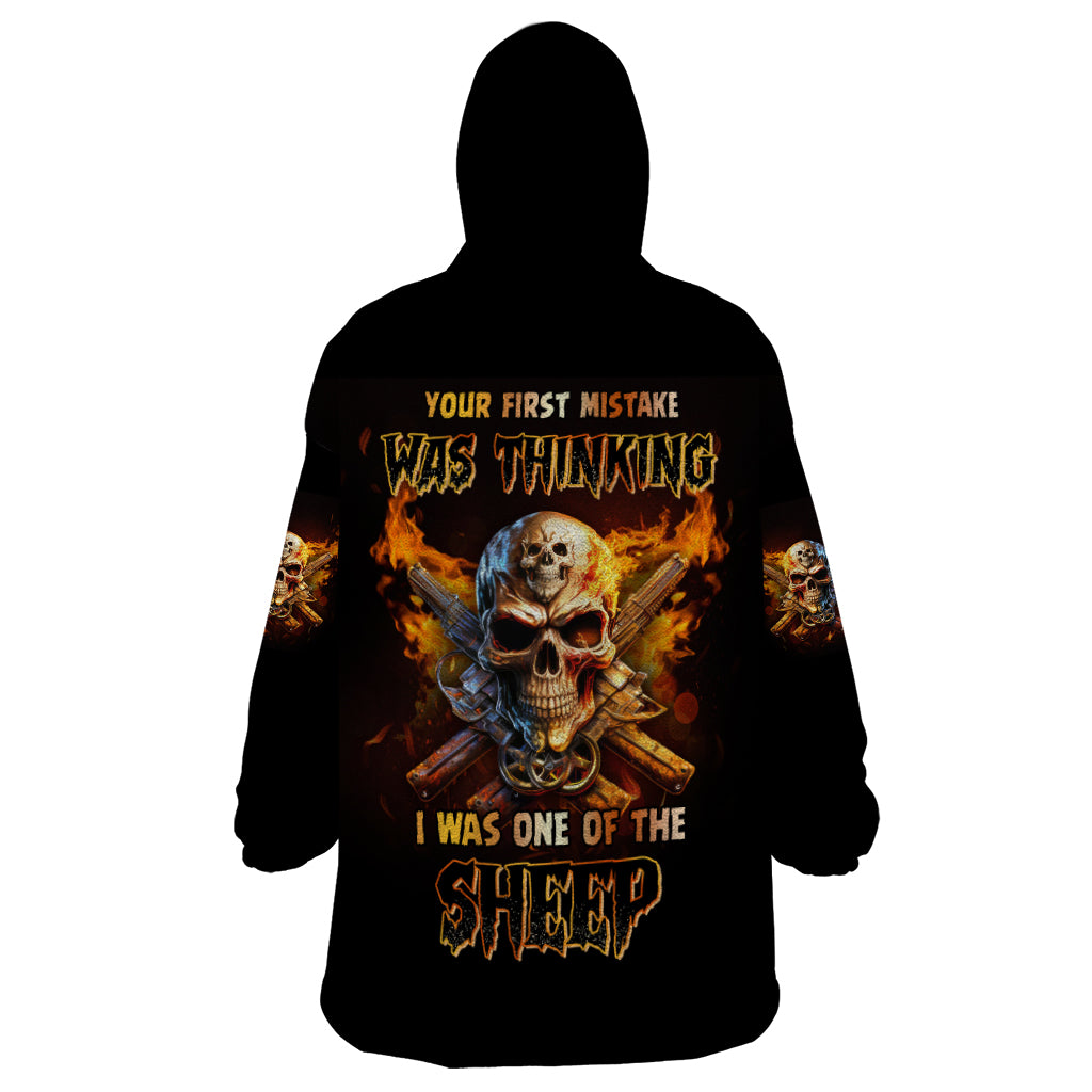 Your First Mistake Fire Skull Wearable Blanket Hoodie - Wonder Print Shop