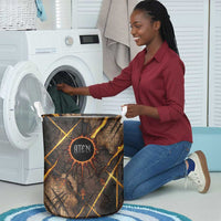 Aten Laundry Basket Ancient Egyptian Cracked Stone Hieroglyph, Solar Eclipse Emblem, and Radiant Sunburst - Wonder Print Shop