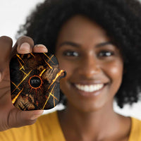 Aten AirPods Case Ancient Egyptian Cracked Stone Hieroglyph, Solar Eclipse Emblem, and Radiant Sunburst - Wonder Print Shop
