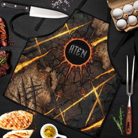 Aten Apron Ancient Egyptian Cracked Stone Hieroglyph, Solar Eclipse Emblem, and Radiant Sunburst - Wonder Print Shop