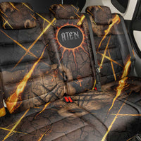 Aten Back Car Seat Cover Ancient Egyptian Cracked Stone Hieroglyph, Solar Eclipse Emblem, and Radiant Sunburst - Wonder Print Shop