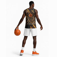 Aten Basketball Jersey Ancient Egyptian Cracked Stone Hieroglyph, Solar Eclipse Emblem, and Radiant Sunburst - Wonder Print Shop