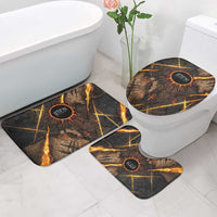 Aten Bathroom Set Ancient Egyptian Cracked Stone Hieroglyph, Solar Eclipse Emblem, and Radiant Sunburst - Wonder Print Shop