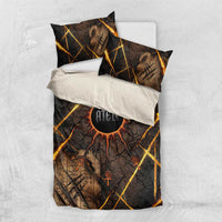 Aten Bedding Set Ancient Egyptian Cracked Stone Hieroglyph, Solar Eclipse Emblem, and Radiant Sunburst - Wonder Print Shop