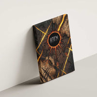 Aten Canvas Wall Art Ancient Egyptian Cracked Stone Hieroglyph, Solar Eclipse Emblem, and Radiant Sunburst - Wonder Print Shop