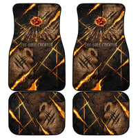 Aten Car Mats Ancient Egyptian Cracked Stone Hieroglyph, Solar Eclipse Emblem, and Radiant Sunburst - Wonder Print Shop