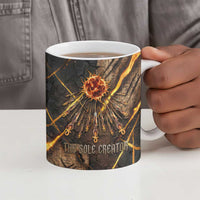 Aten Ceramic Mug Ancient Egyptian Cracked Stone Hieroglyph, Solar Eclipse Emblem, and Radiant Sunburst - Wonder Print Shop