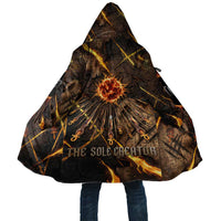 Aten Cloak Ancient Egyptian Cracked Stone Hieroglyph, Solar Eclipse Emblem, and Radiant Sunburst - Wonder Print Shop