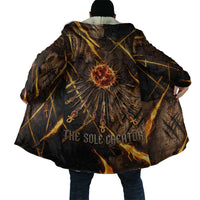 Aten Cloak Ancient Egyptian Cracked Stone Hieroglyph, Solar Eclipse Emblem, and Radiant Sunburst - Wonder Print Shop