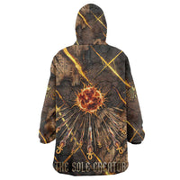 Aten Kid Wearable Blanket Hoodie Ancient Egyptian Cracked Stone Hieroglyph, Solar Eclipse Emblem, and Radiant Sunburst - Wonder Print Shop