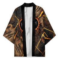 Aten Kimono Ancient Egyptian Cracked Stone Hieroglyph, Solar Eclipse Emblem, and Radiant Sunburst - Wonder Print Shop