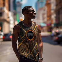 Aten Men Tank Top Ancient Egyptian Cracked Stone Hieroglyph, Solar Eclipse Emblem, and Radiant Sunburst - Wonder Print Shop